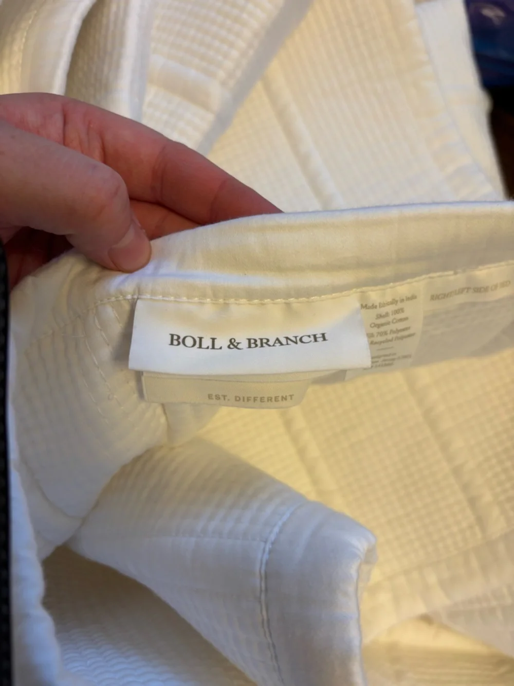Boll & Branch Signature Modern Grid Quilt  King / Cal King Organic Cotton NWOT